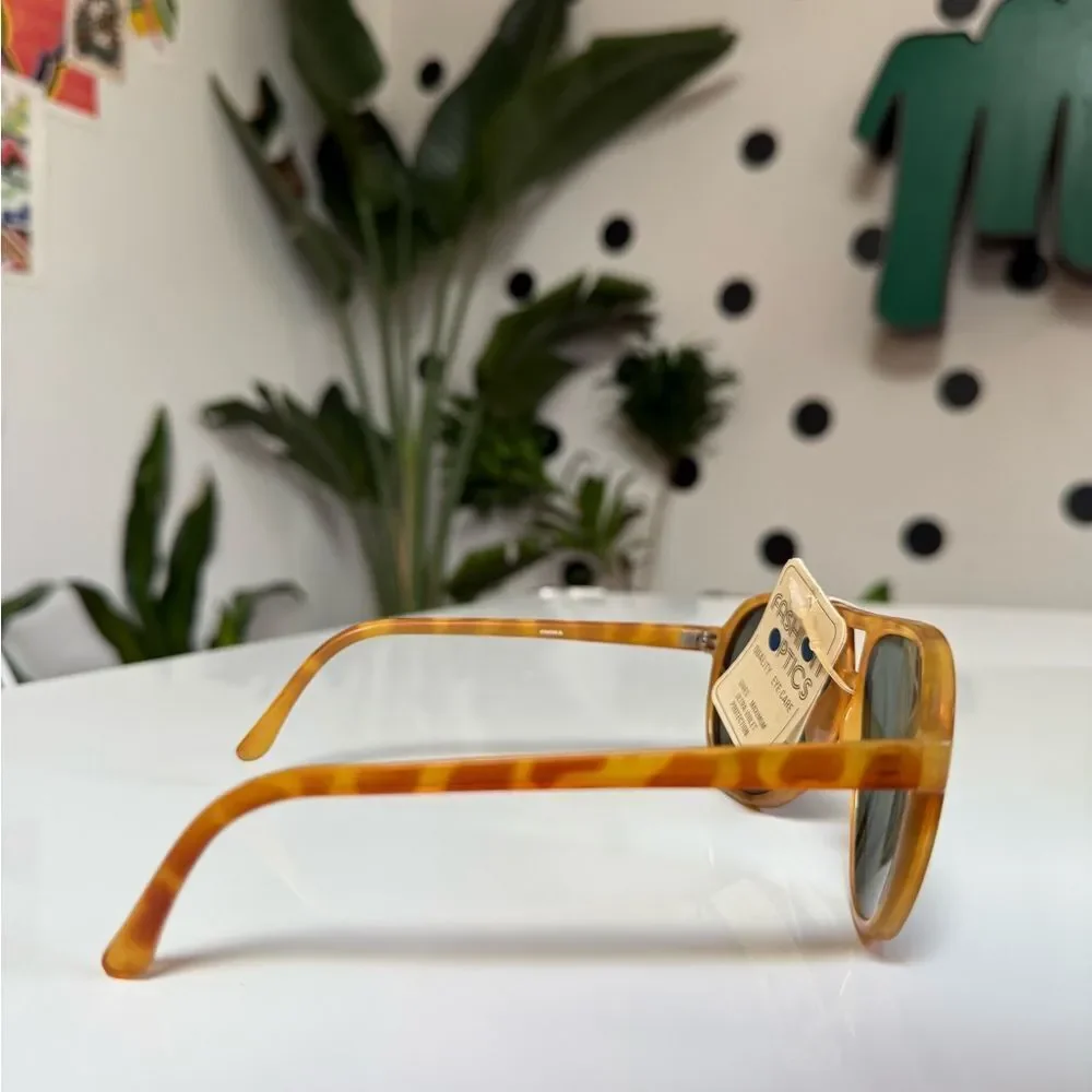 Men’s NWT Vintage 70s Deadstock Tortoise Shell Grandpa Aviator Driver Sunglasses